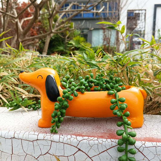 Outdoor Garden Sausage Dog Flowerpot