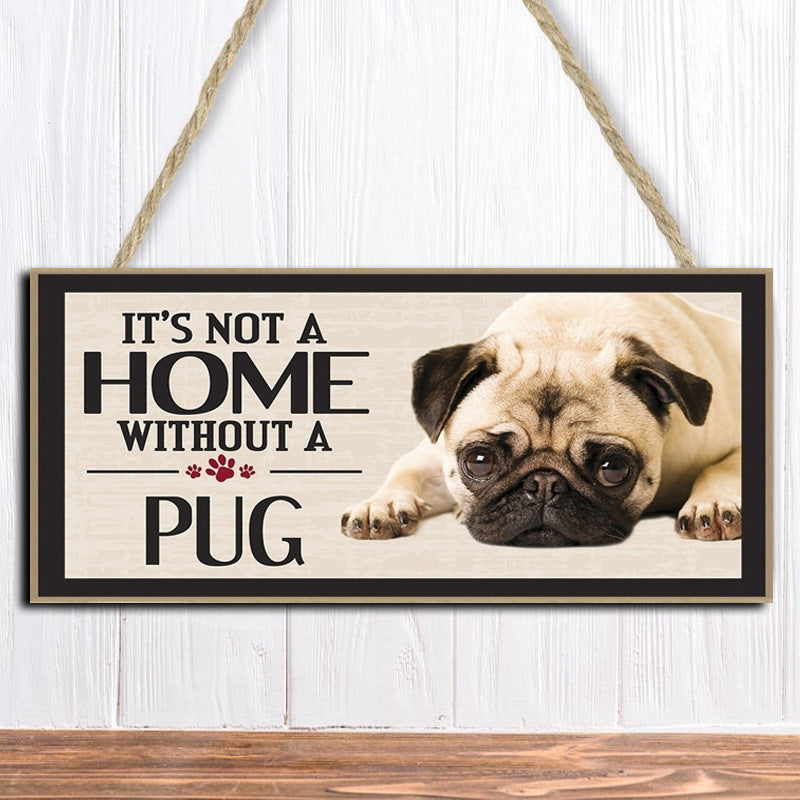 Wooden Dog Hanging Rectangular Decoration