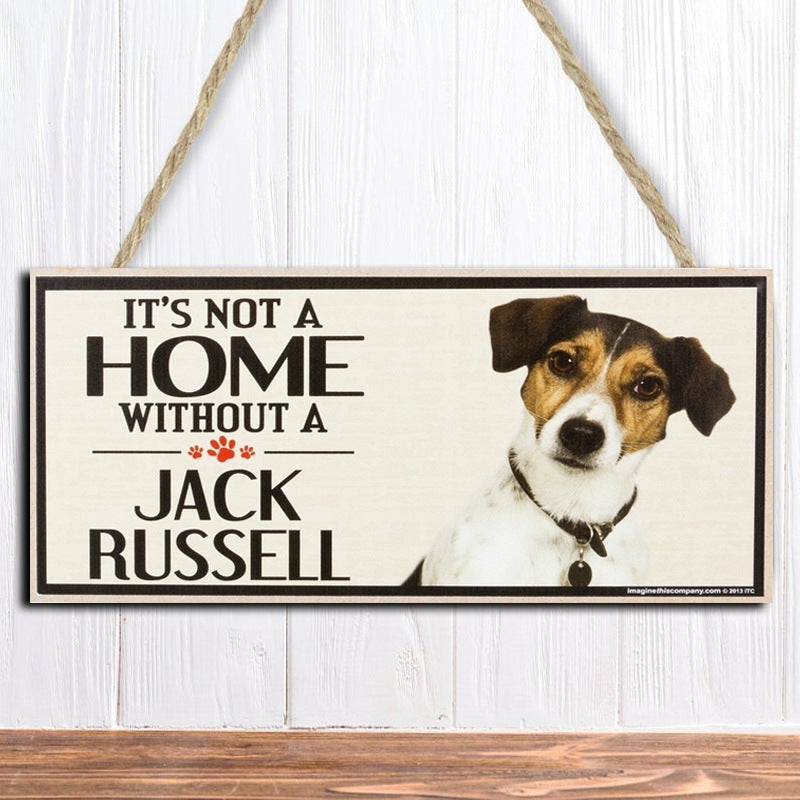 Wooden Dog Hanging Rectangular Decoration