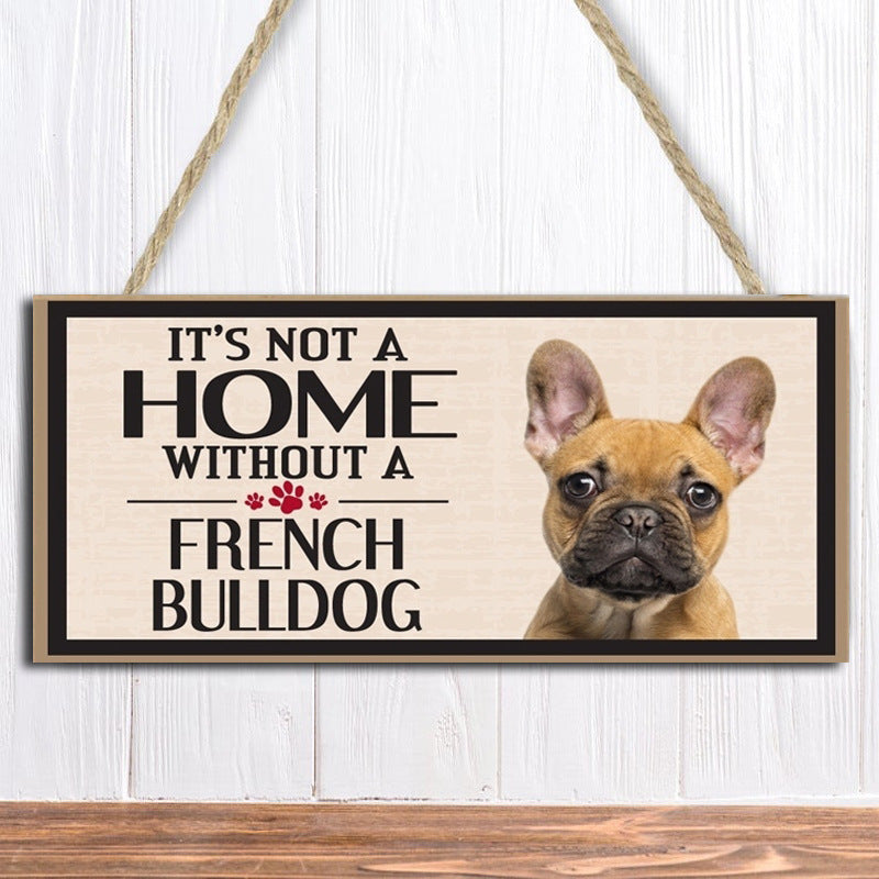Wooden Dog Hanging Rectangular Decoration