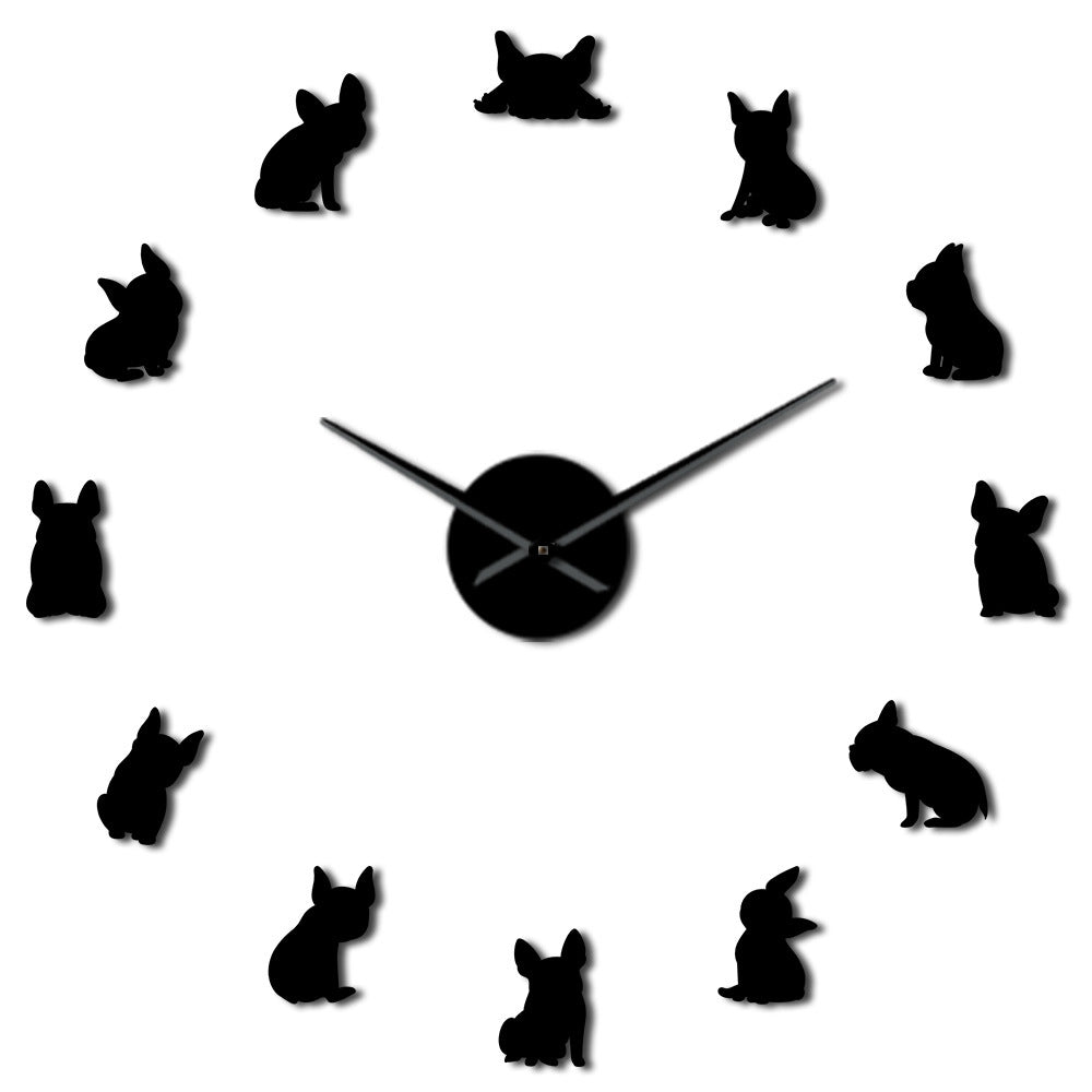 No frame wall clock with dog design