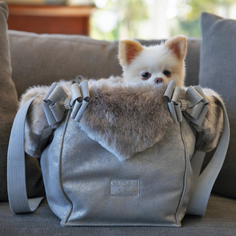 Susan Lanci Designs Platinum Glitzerati Nouveau Bow Luxury Carrier