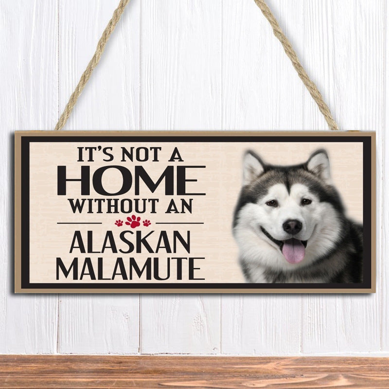 Wooden Dog Hanging Rectangular Decoration
