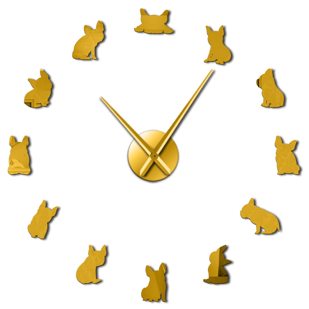 No frame wall clock with dog design