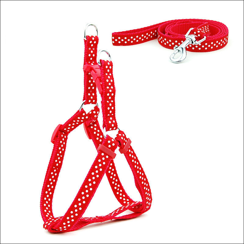 Polka Dot Pet Chest Straps Dog Leash