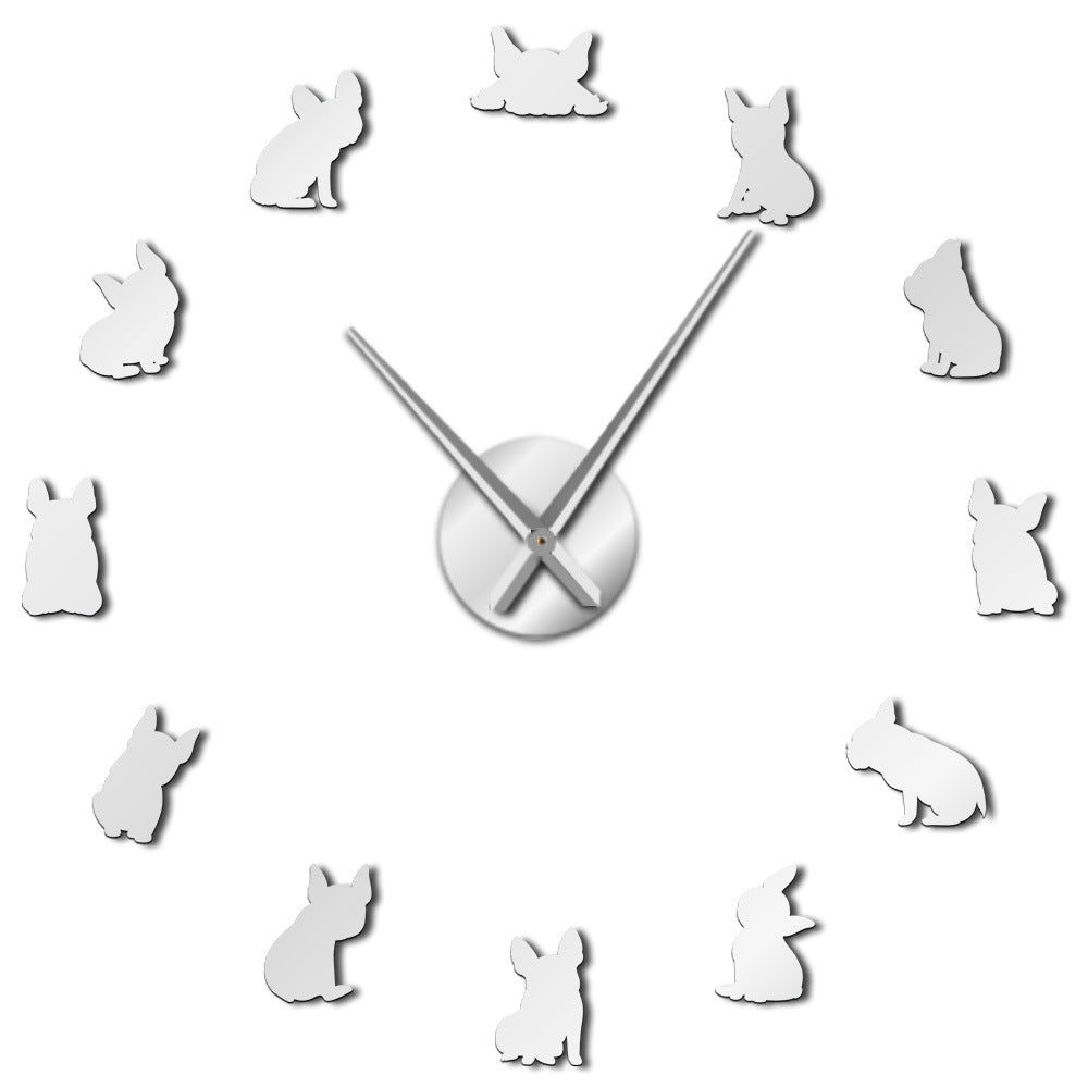 No frame wall clock with dog design