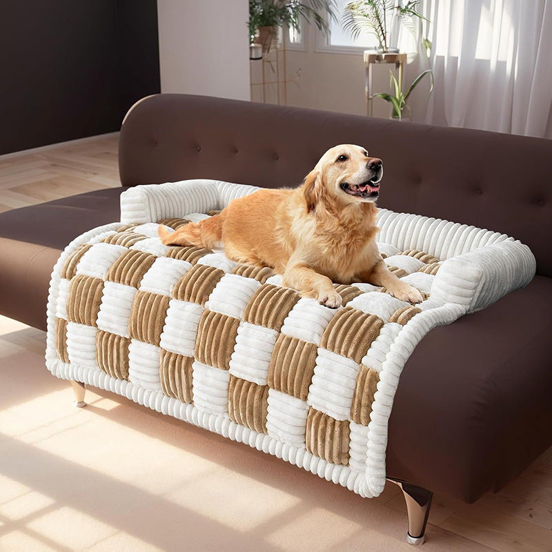 Chessboard Grid Warm Dog Bed