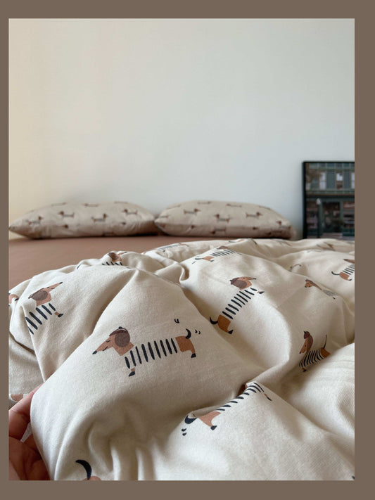 Dachshund Dog Knitted Cotton Print Set