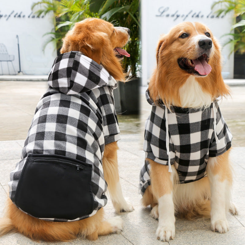 Plaid Zipper Pocket Dog Sweater