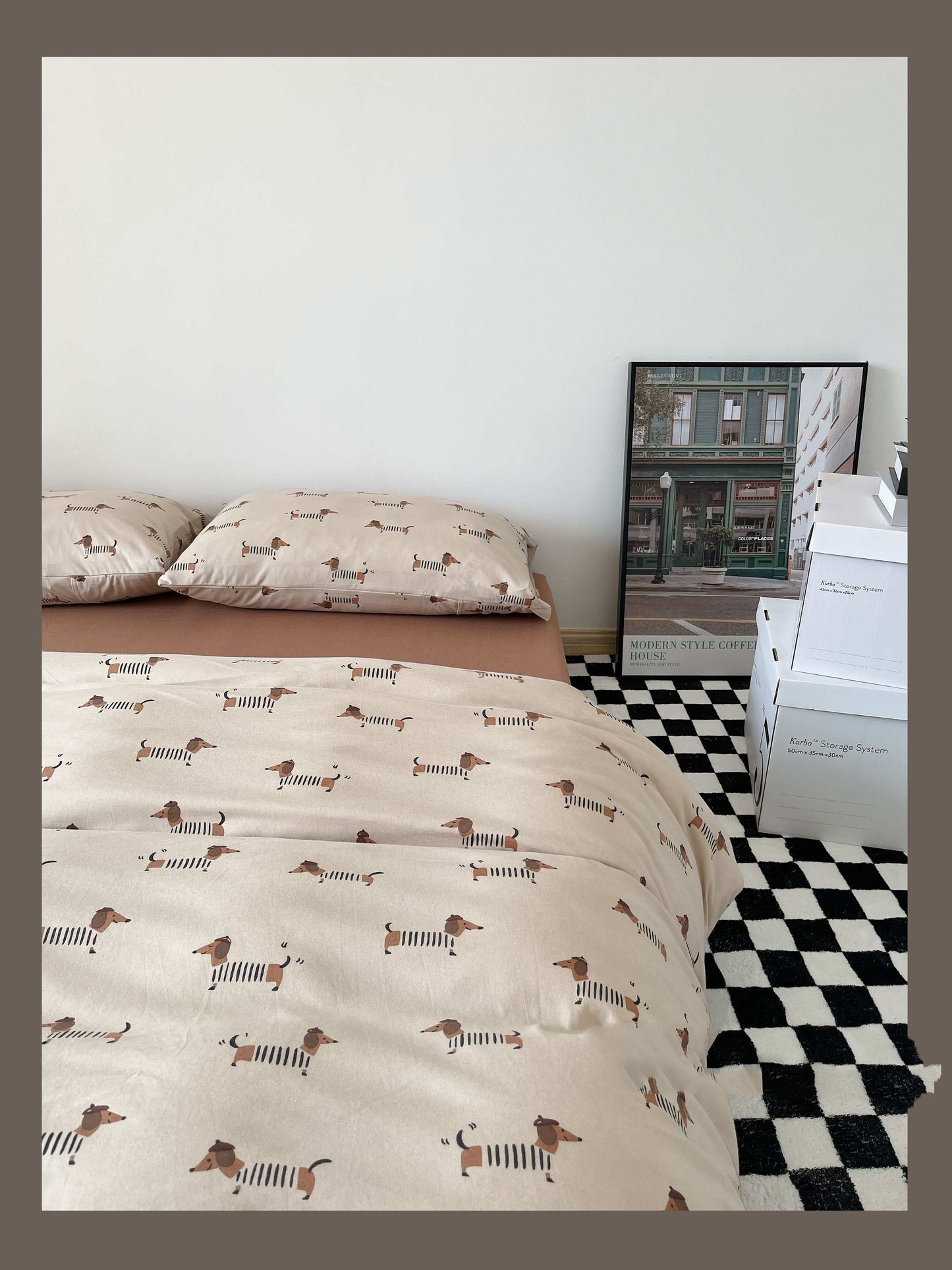 Dachshund Dog Knitted Cotton Print Set