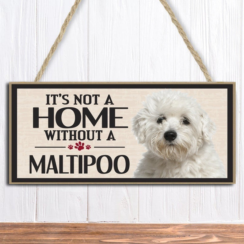 Wooden Dog Hanging Rectangular Decoration