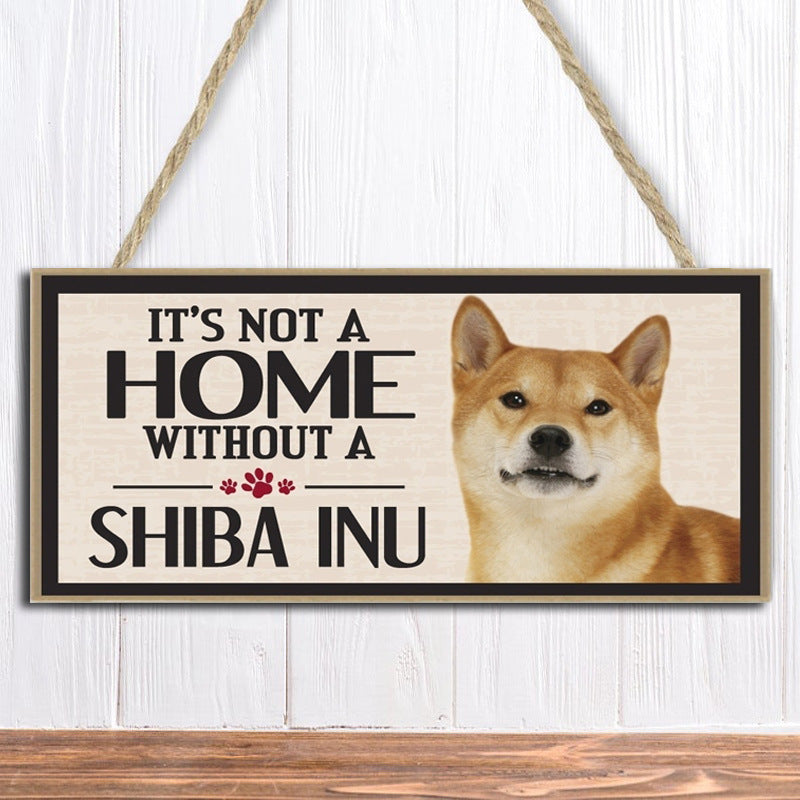 Wooden Dog Hanging Rectangular Decoration