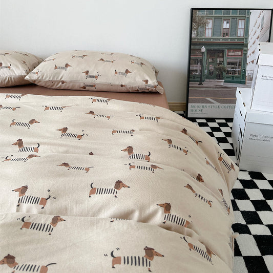 Dachshund Dog Knitted Cotton Print Set