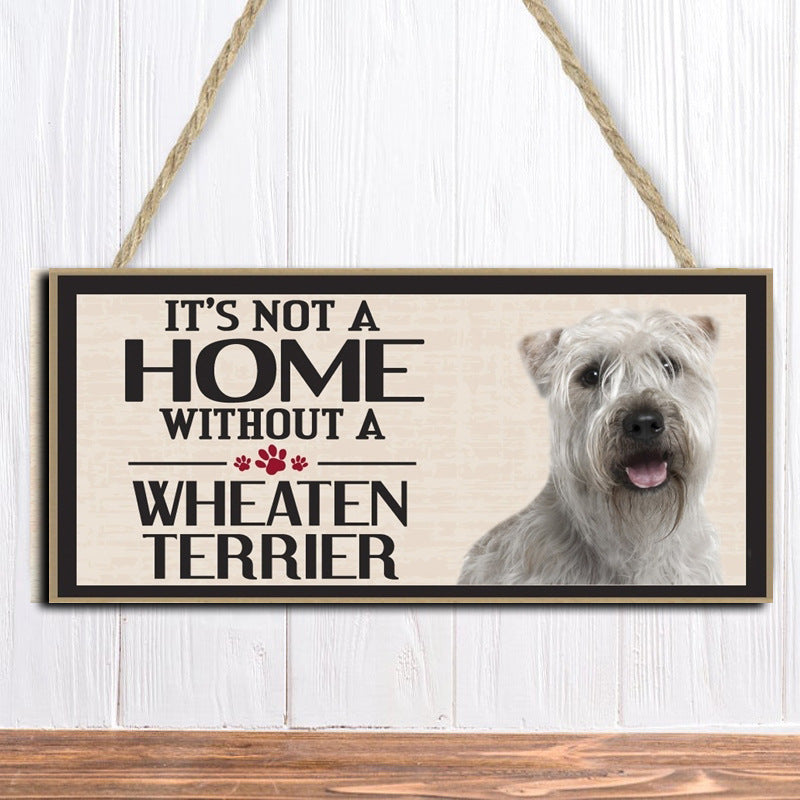 Wooden Dog Hanging Rectangular Decoration