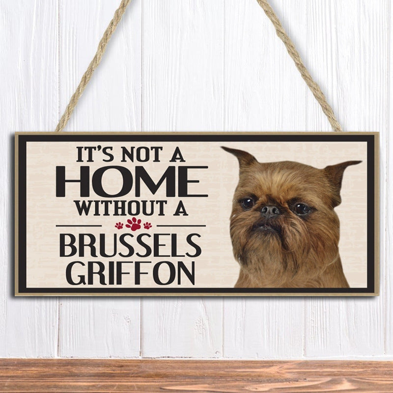 Wooden Dog Hanging Rectangular Decoration