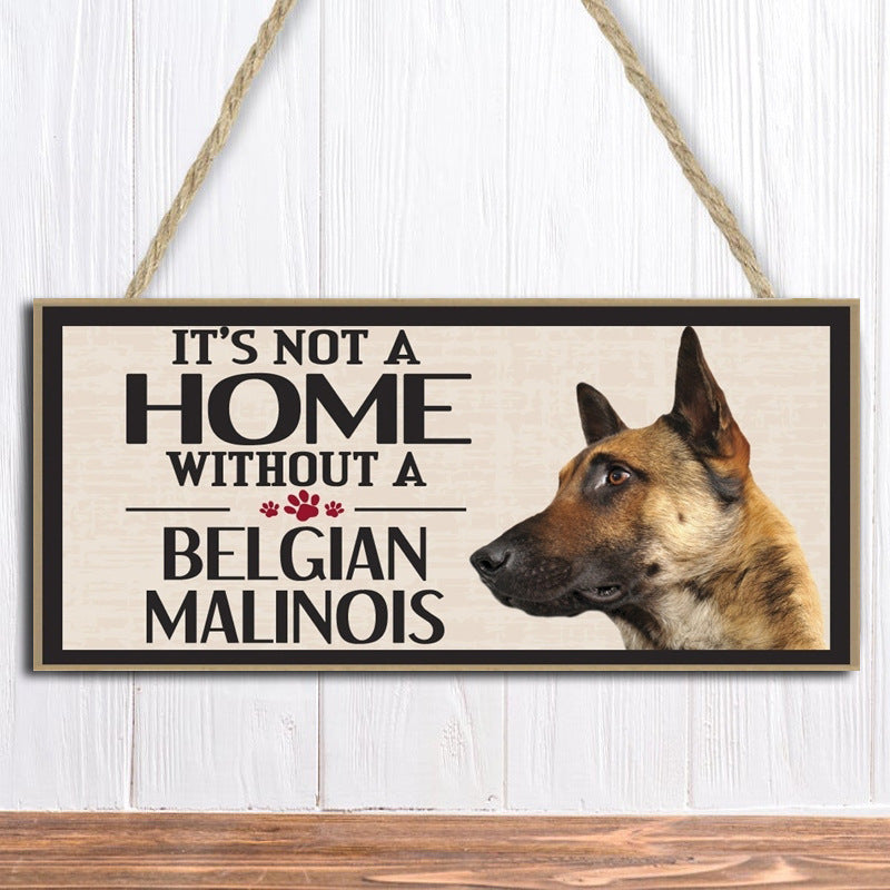 Wooden Dog Hanging Rectangular Decoration