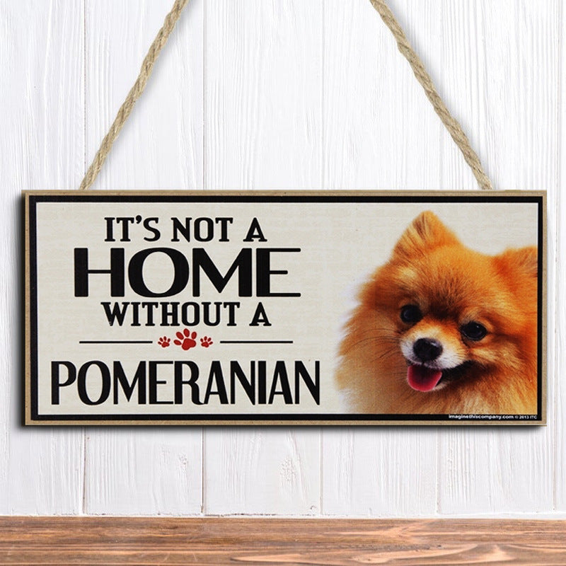 Wooden Dog Hanging Rectangular Decoration