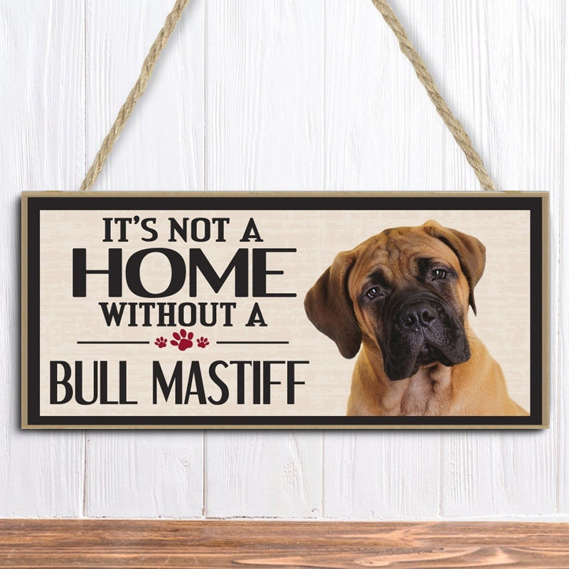 Wooden Dog Hanging Rectangular Decoration