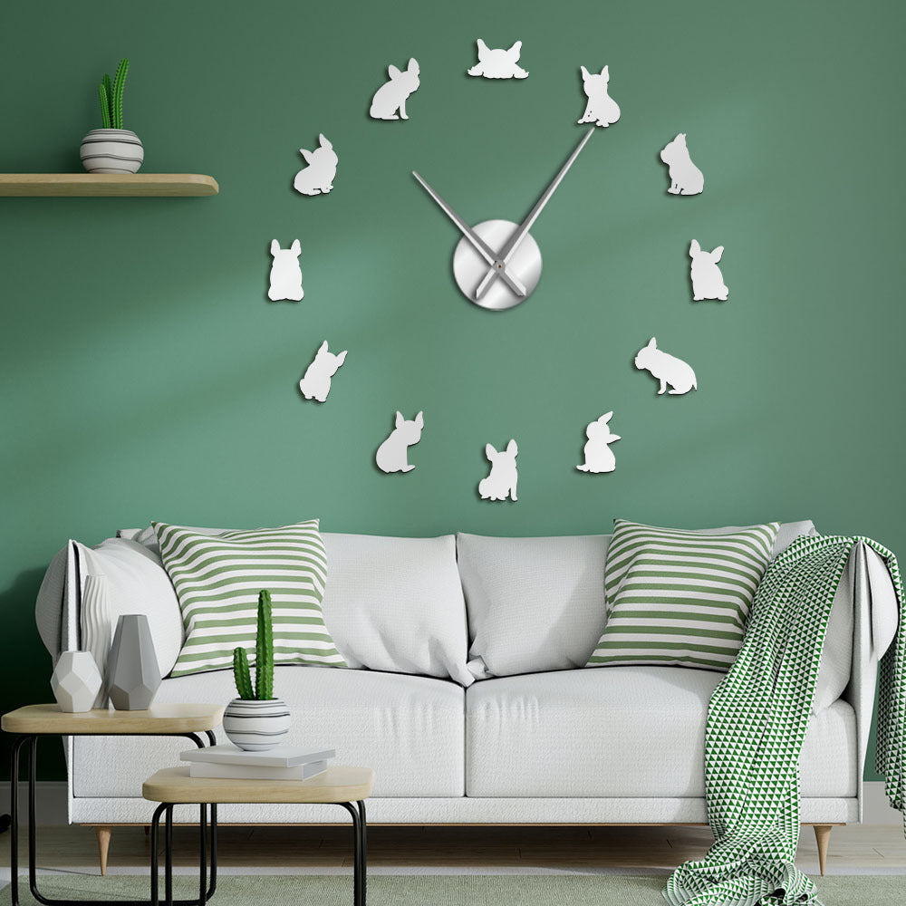 No frame wall clock with dog design