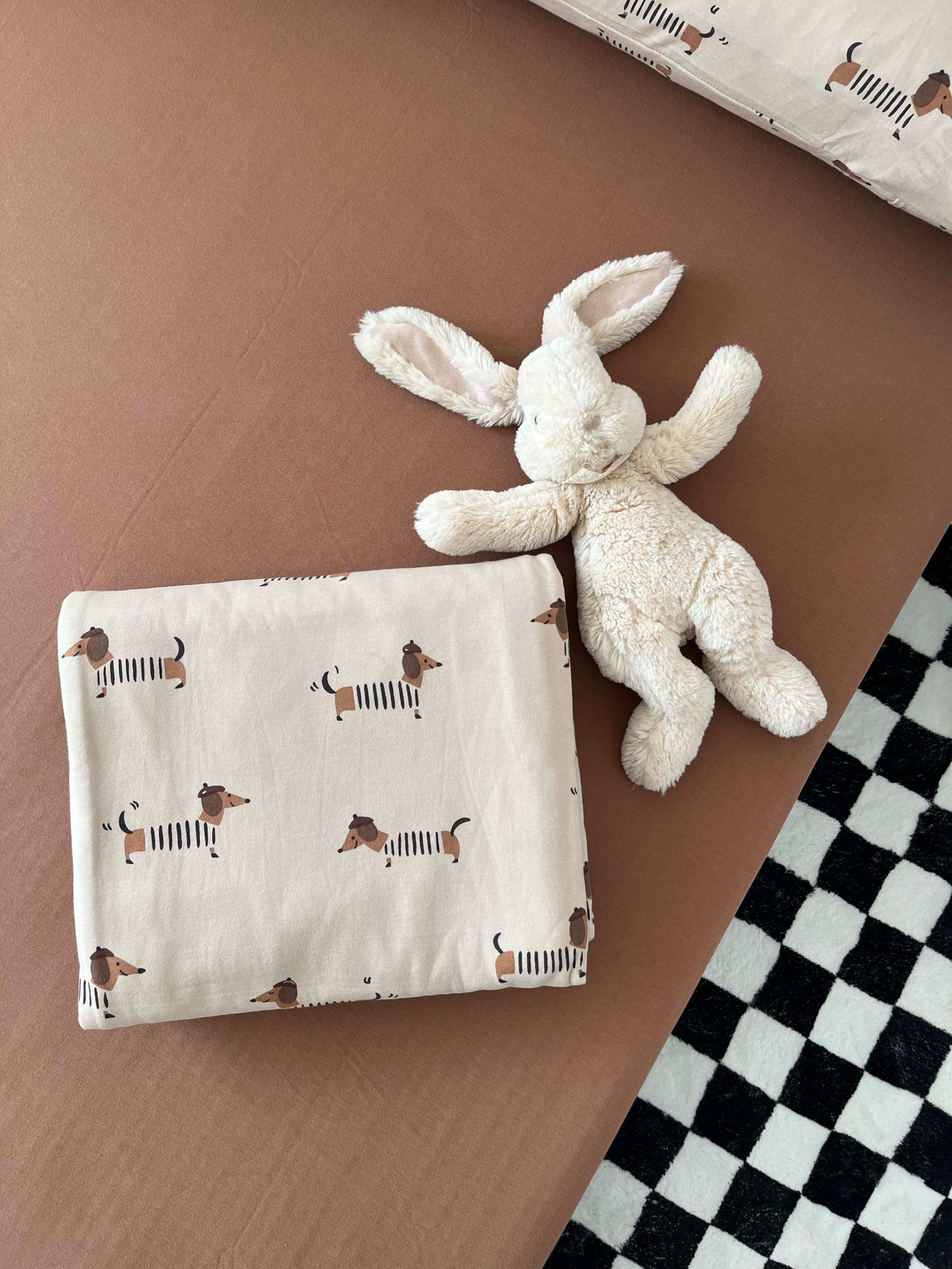 Dachshund Dog Knitted Cotton Print Set