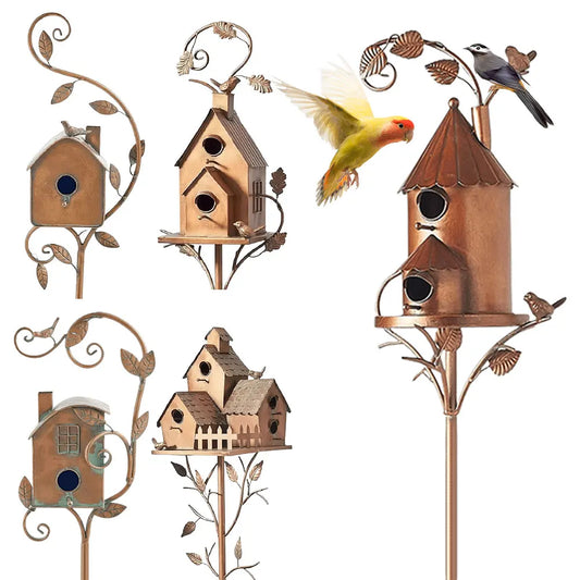 Metal Garden Stake Bird House