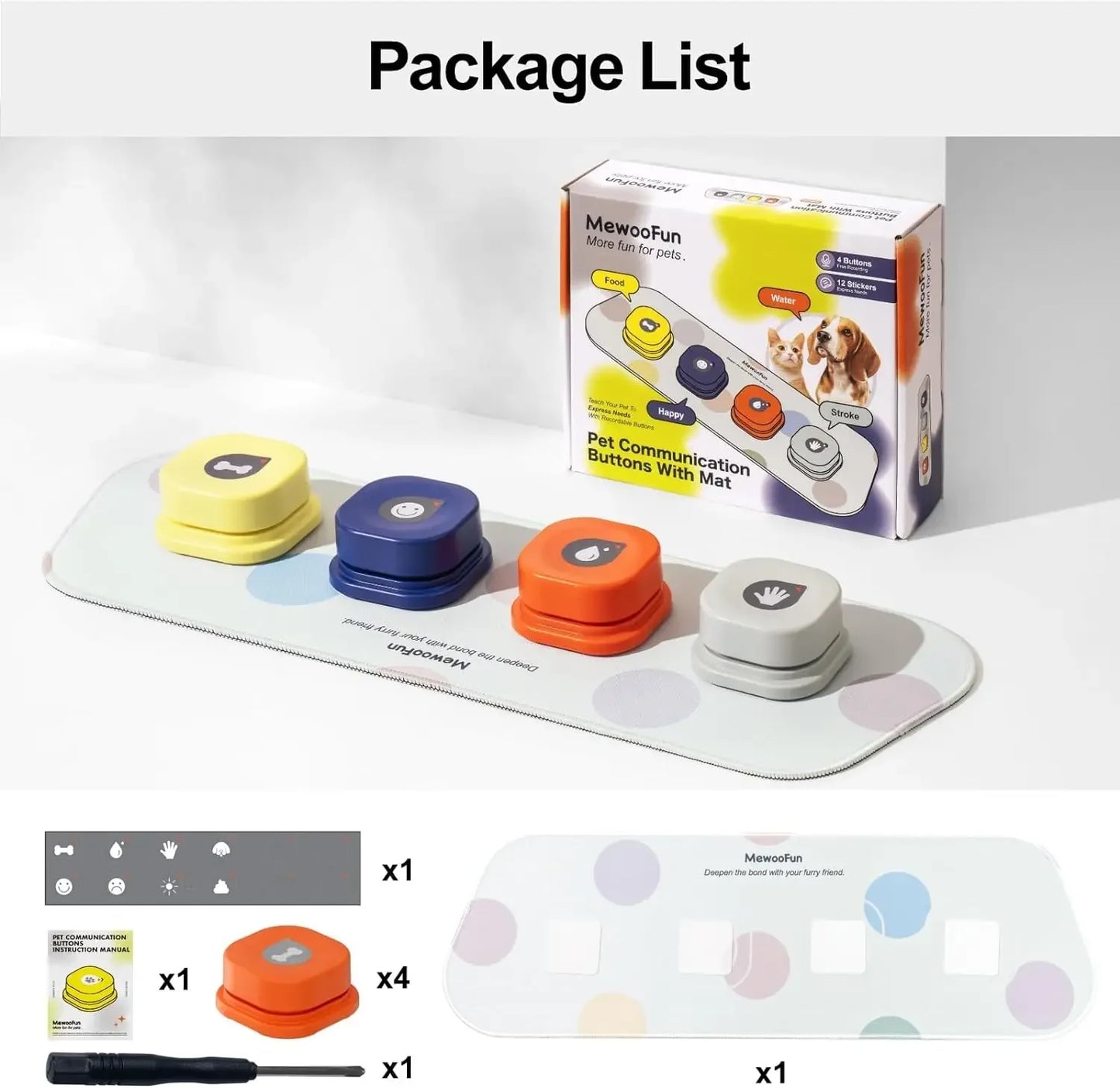 Communication Training Buzzer Recordable Talking Button w/Mat