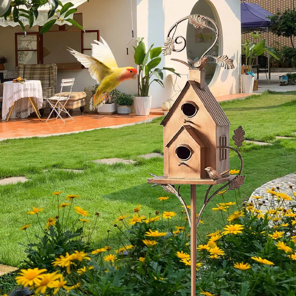 Metal Garden Stake Bird House