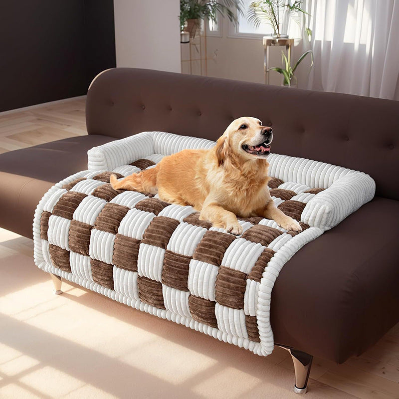 Chessboard Grid Warm Dog Bed