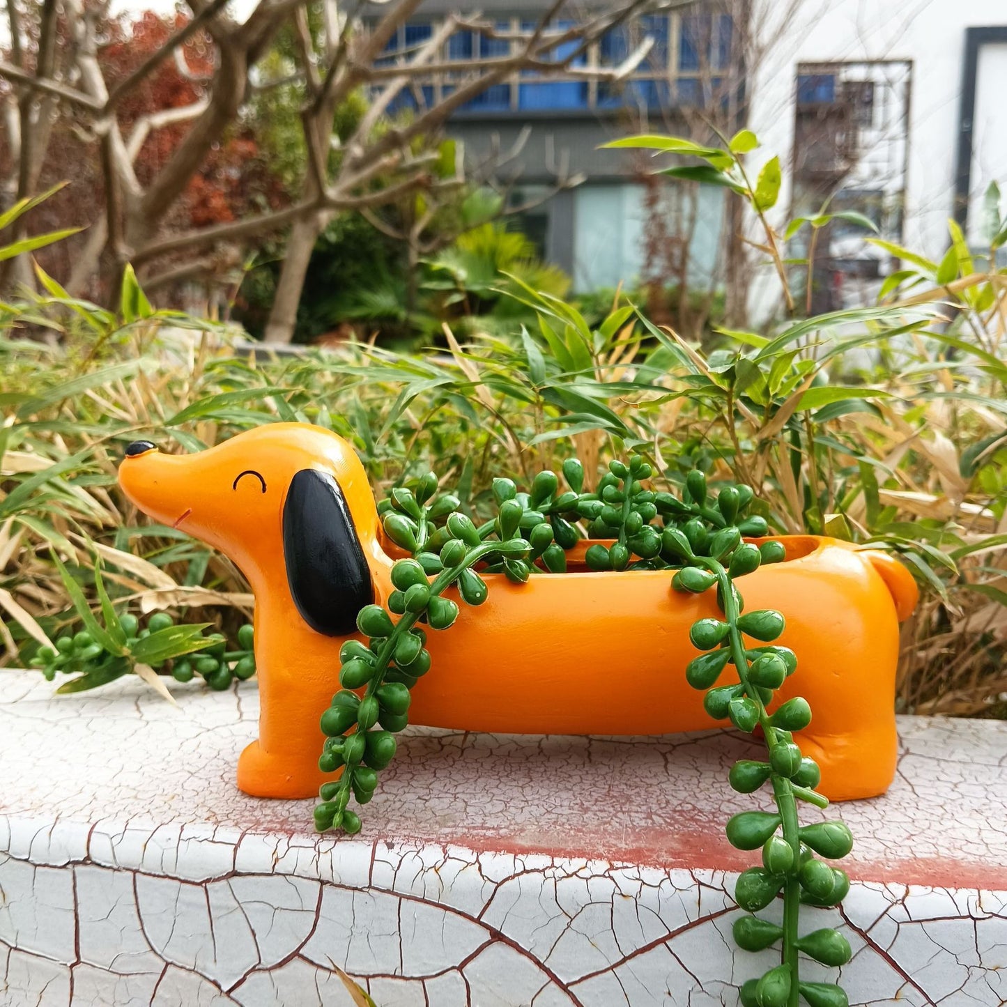 Outdoor Garden Sausage Dog Flowerpot