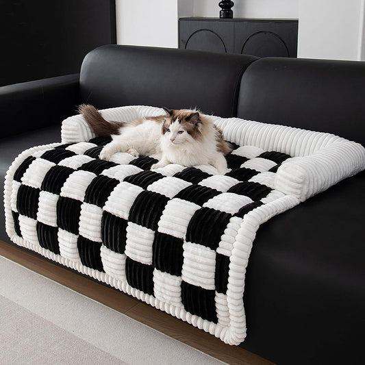 Chessboard Grid Warm Dog Bed