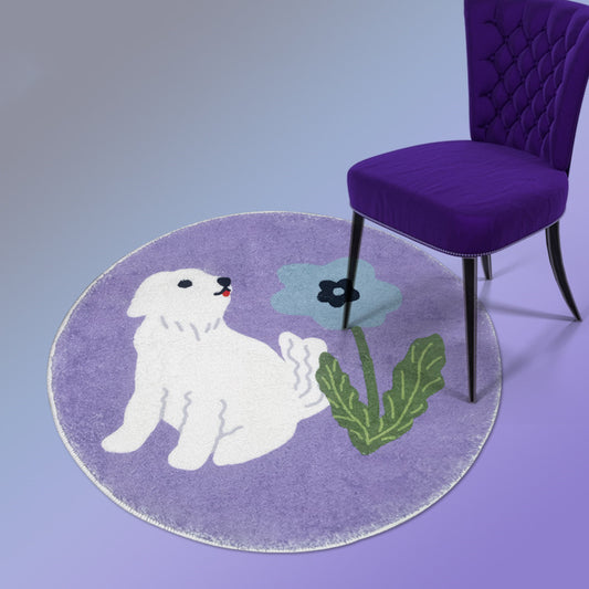 Simple Cute Dog Carpet Round Living Room