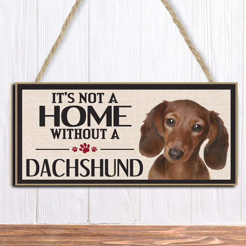 Wooden Dog Hanging Rectangular Decoration