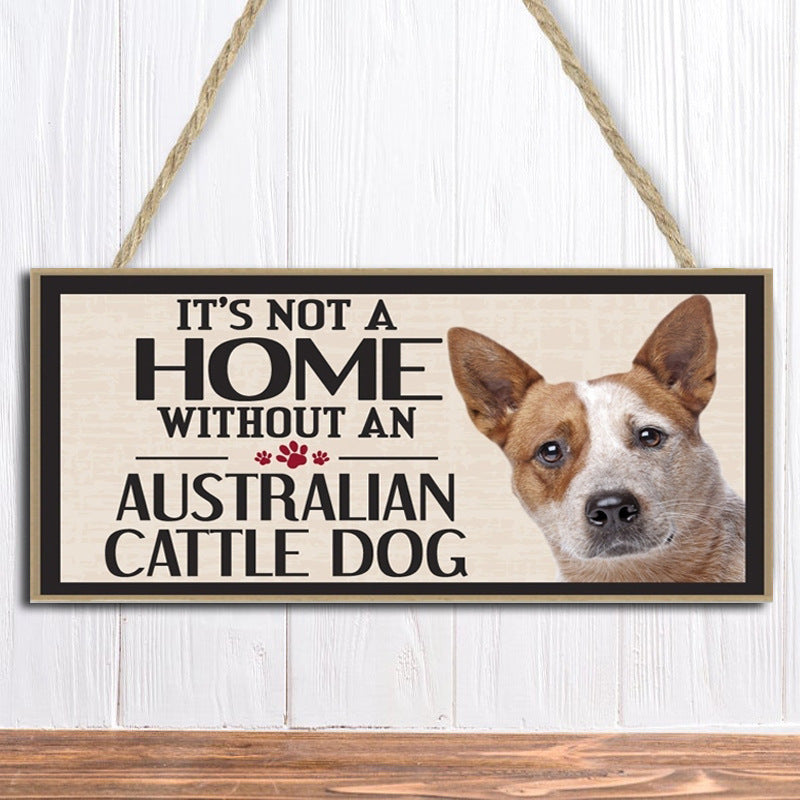 Wooden Dog Hanging Rectangular Decoration